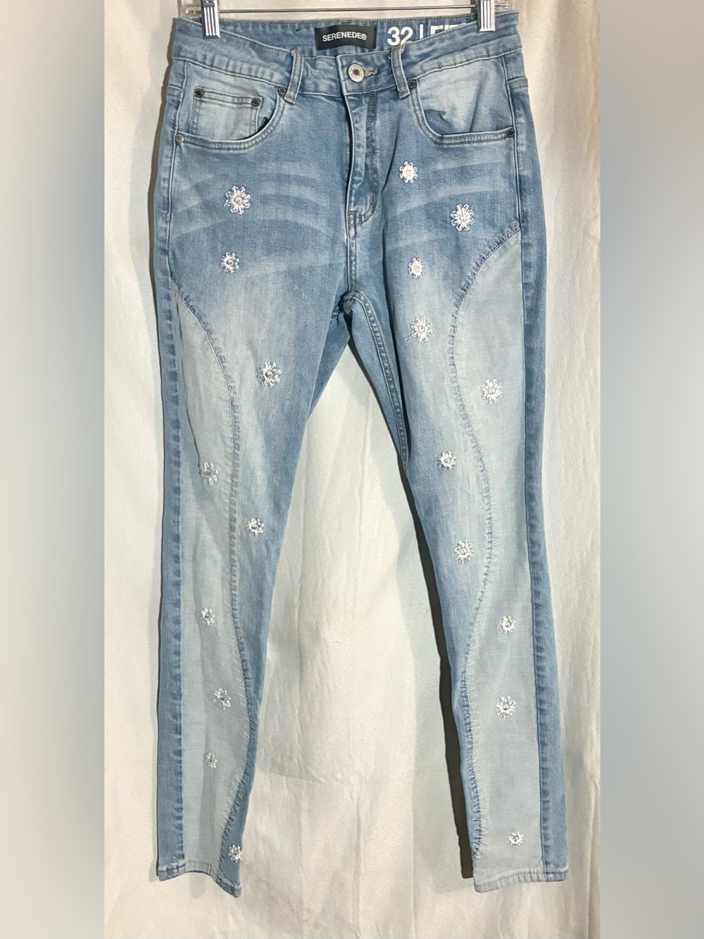Serenede Fitted Embroidered Jeans Sz 32 Mid Rise 29x31 Boho Festival Hippie - Picture 16 of 16